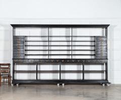 Monumental English Ebonised Oak Shop Display Cabinet - 4406282