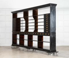Monumental English Ebonised Oak Shop Display Cabinet - 4406283