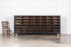 Monumental English Ebonised Pine Glazed Haberdashery Drawers - 3784426