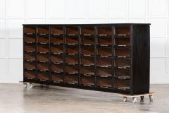 Monumental English Ebonised Pine Glazed Haberdashery Drawers - 3784427