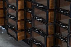 Monumental English Ebonised Pine Glazed Haberdashery Drawers - 3784430