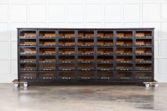 Monumental English Ebonised Pine Glazed Haberdashery Drawers - 3784431