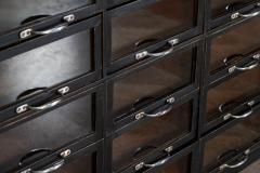 Monumental English Ebonised Pine Glazed Haberdashery Drawers - 3784432