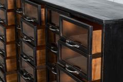 Monumental English Ebonised Pine Glazed Haberdashery Drawers - 3784433