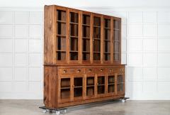 Monumental English Glazed Oak Bookcase Cabinet - 3949652