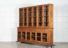 Monumental English Glazed Oak Bookcase Cabinet - 3949654