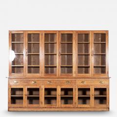 Monumental English Glazed Oak Bookcase Cabinet - 3952225