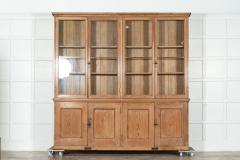 Monumental English Pine Glazed Bookcase Cabinet - 3542606