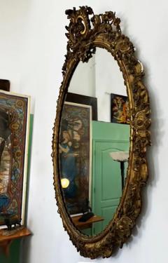 Monumental European Oval Giltwood Gesso Mirror Late 19th Early 20th Century - 3525624