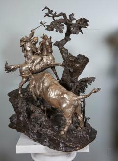 Monumental French Patinated and Silvered Bronze Figural Group of Soldier Bull - 554256