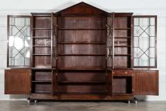 Monumental George III English Mahogany Breakfront Library Bookcase - 4257301