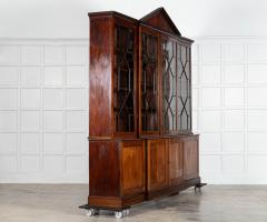 Monumental George III English Mahogany Breakfront Library Bookcase - 4257302