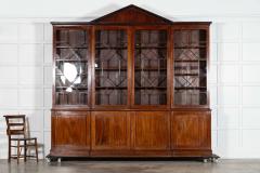 Monumental George III English Mahogany Breakfront Library Bookcase - 4257303