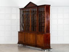 Monumental George III English Mahogany Breakfront Library Bookcase - 4257304