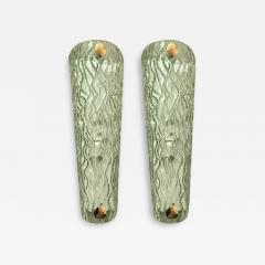 Monumental Green Murano Glass Wall Sconces From Italy Set of Two - 4718785