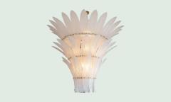 Monumental Hollywood Regency style Palm Leaves Glass Chandelier - 1887140