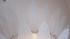 Monumental Hollywood Regency style Palm Leaves Glass Chandelier - 1887150