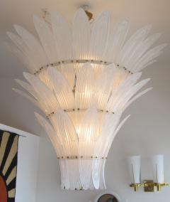 Monumental Hollywood Regency style Palm Leaves Glass Chandelier - 1887154