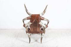 Monumental Horn Leather Armchair with Foot Stool - 2272504