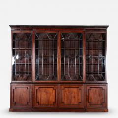 Monumental Irish Georgian Ebonised Mahogany Astral Glazed Breakfront Bookcase - 4019457