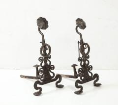 Monumental Iron Scroll Andirons - 3107241