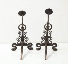 Monumental Iron Scroll Andirons - 3107243