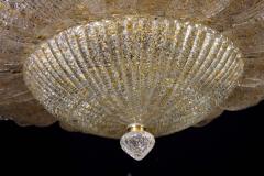 Monumental Italian Gold Leaves Murano Glass Ceiling Light or Flush Mount - 2399964