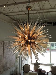 Monumental Italian Modern Brass Enameled and Glass Chandelier Murano - 4654835