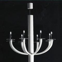 Monumental Italian Modern Minimalist White Murano or Venetian Glass Chandelier - 4102988