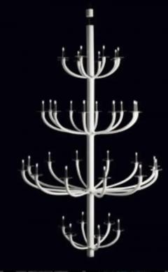 Monumental Italian Modern Minimalist White Murano or Venetian Glass Chandelier - 4102990