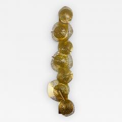 Monumental Italian Organic Art Design Modern Perforated Brass Leaf Sconce - 2549397