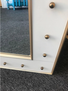 Monumental Italian White Glass Brass Accent Mirror - 847053