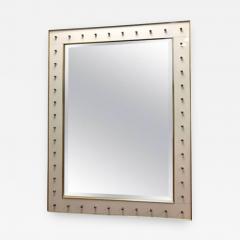 Monumental Italian White Glass Brass Accent Mirror - 850361