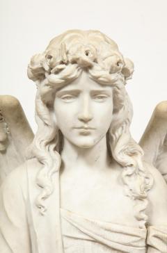 Monumental Italian White Marble Figure Sculpture of a Seated Winged Woman 1870 - 936476