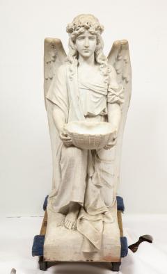 Monumental Italian White Marble Figure Sculpture of a Seated Winged Woman 1870 - 936479