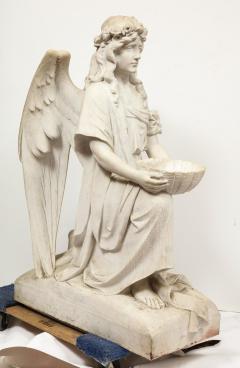 Monumental Italian White Marble Figure Sculpture of a Seated Winged Woman 1870 - 936482