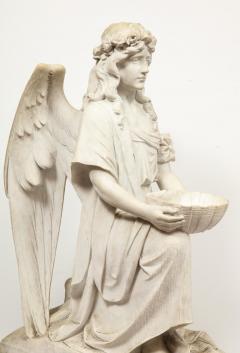 Monumental Italian White Marble Figure Sculpture of a Seated Winged Woman 1870 - 936483