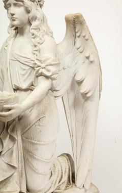 Monumental Italian White Marble Figure Sculpture of a Seated Winged Woman 1870 - 936486