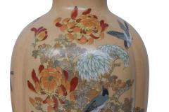 Monumental Japanese Three Piece Peach Cloisonn Enamel Garniture Nagoya Company - 4311930