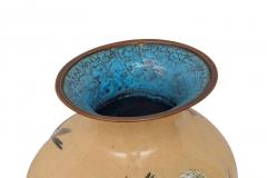 Monumental Japanese Three Piece Peach Cloisonn Enamel Garniture Nagoya Company - 4311933