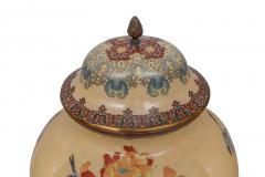 Monumental Japanese Three Piece Peach Cloisonn Enamel Garniture Nagoya Company - 4311937