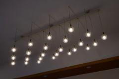 Monumental Mid Century Chandelier in Glass Metal and Patinated Brass 1960 - 4526459