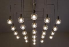 Monumental Mid Century Chandelier in Glass Metal and Patinated Brass 1960 - 4526460