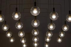 Monumental Mid Century Chandelier in Glass Metal and Patinated Brass 1960 - 4526464