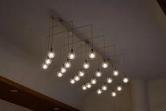 Monumental Mid Century Chandelier in Glass Metal and Patinated Brass 1960 - 4526465