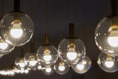 Monumental Mid Century Chandelier in Glass Metal and Patinated Brass 1960 - 4526466