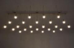 Monumental Mid Century Chandelier in Glass Metal and Patinated Brass 1960 - 4526467