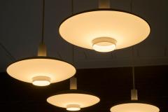 Monumental Mid Century Chandelier in Lacquered Metal and Opaline Glass 1960 - 4526538