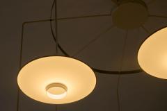 Monumental Mid Century Chandelier in Lacquered Metal and Opaline Glass 1960 - 4526550