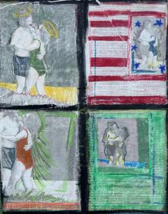 Monumental Mixed Media Painting Bill and Hilary Clinton Sweet Embrace  - 3611913